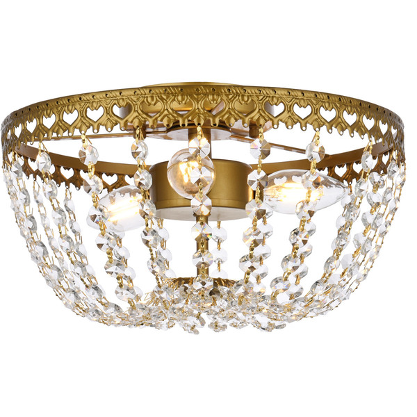 Elegant Lighting Kylie 12 Inch Flush Mount In Brass 1112F12BR